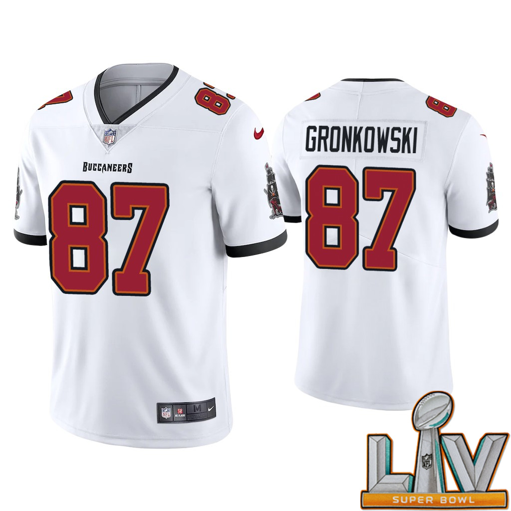 Super Bowl LV 2021 Men Tampa Bay Buccaneers #87 Rob Gronkowski Vapor Limited White NFL Jerseys->tampa bay buccaneers->NFL Jersey